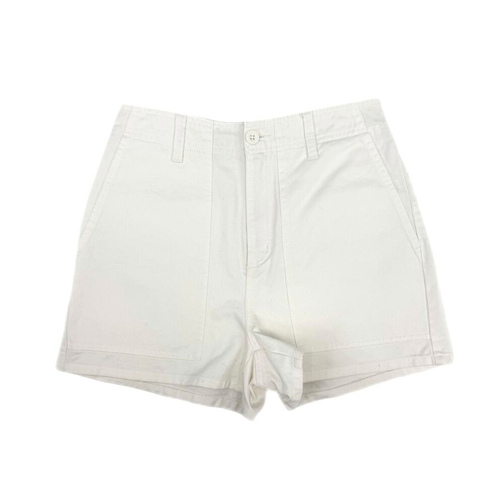 Free People Brixton NEW Vancouver 100% Cotton White High Rise Denim Chino Shorts